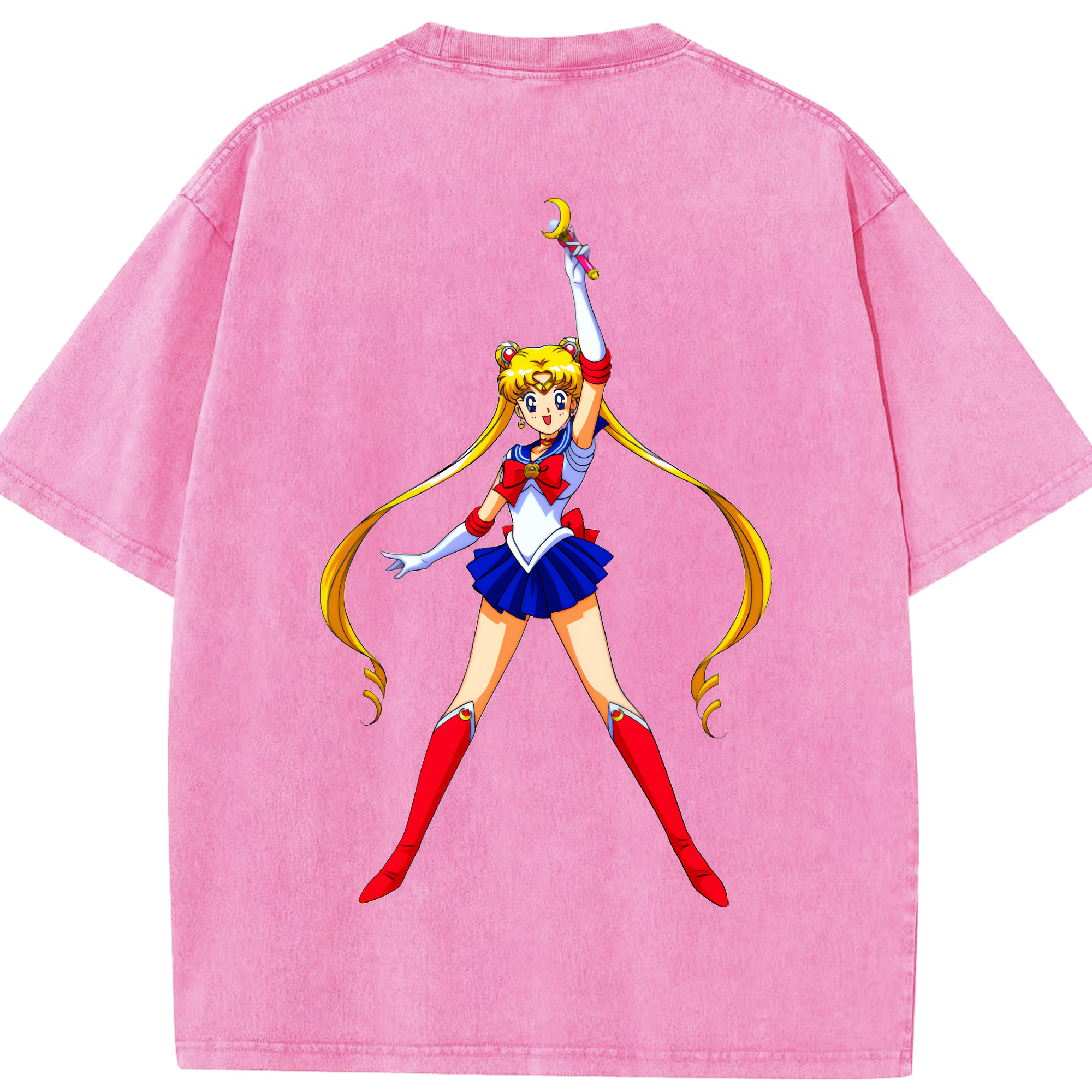 （画像用） 美少女戦士セーラームーン 月野 うさぎ つきの うさぎ Sailor Moon Tsukino Usagi 綿100% ヴィンテージ風 半袖Tシャツ（背面プリント）